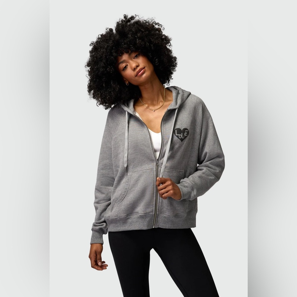 NWT SPIRITUAL GANGSTER HEART EVERYDAY ZIP HOODIE - HEATHER GREY size XS